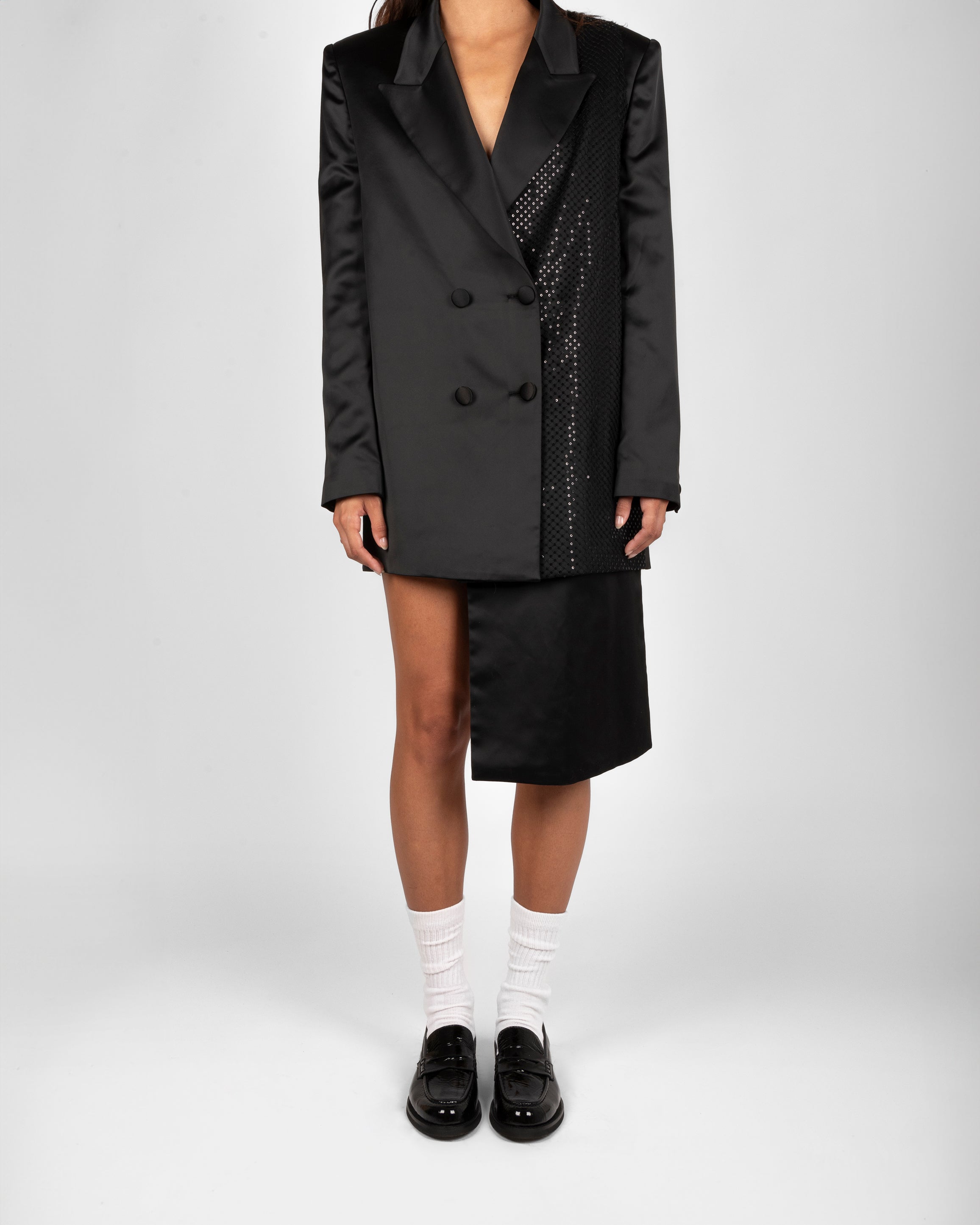 4.ATD Asymmetric Blazer with Sparkling Details 