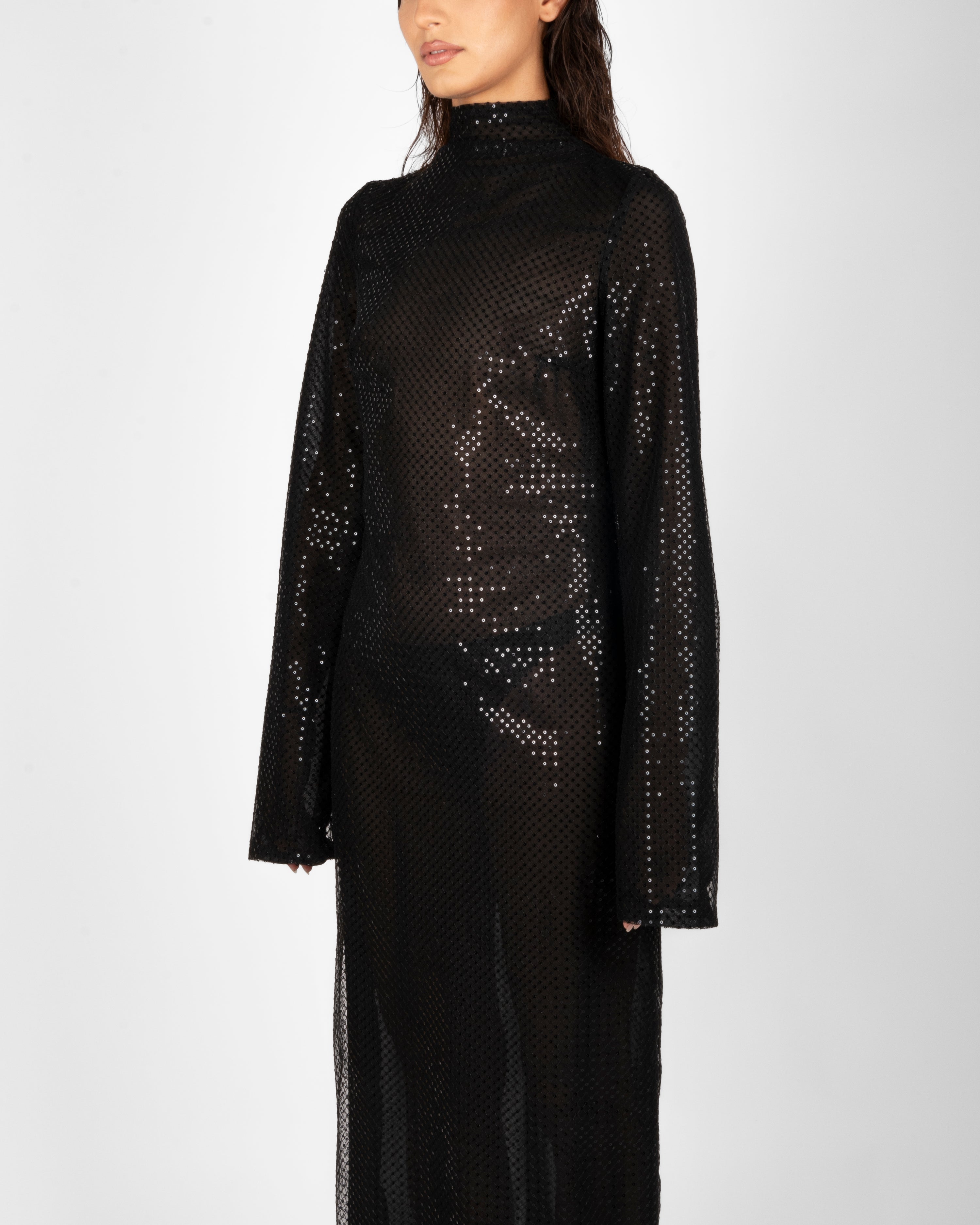 18.ATD Black Sheer Mesh Dress