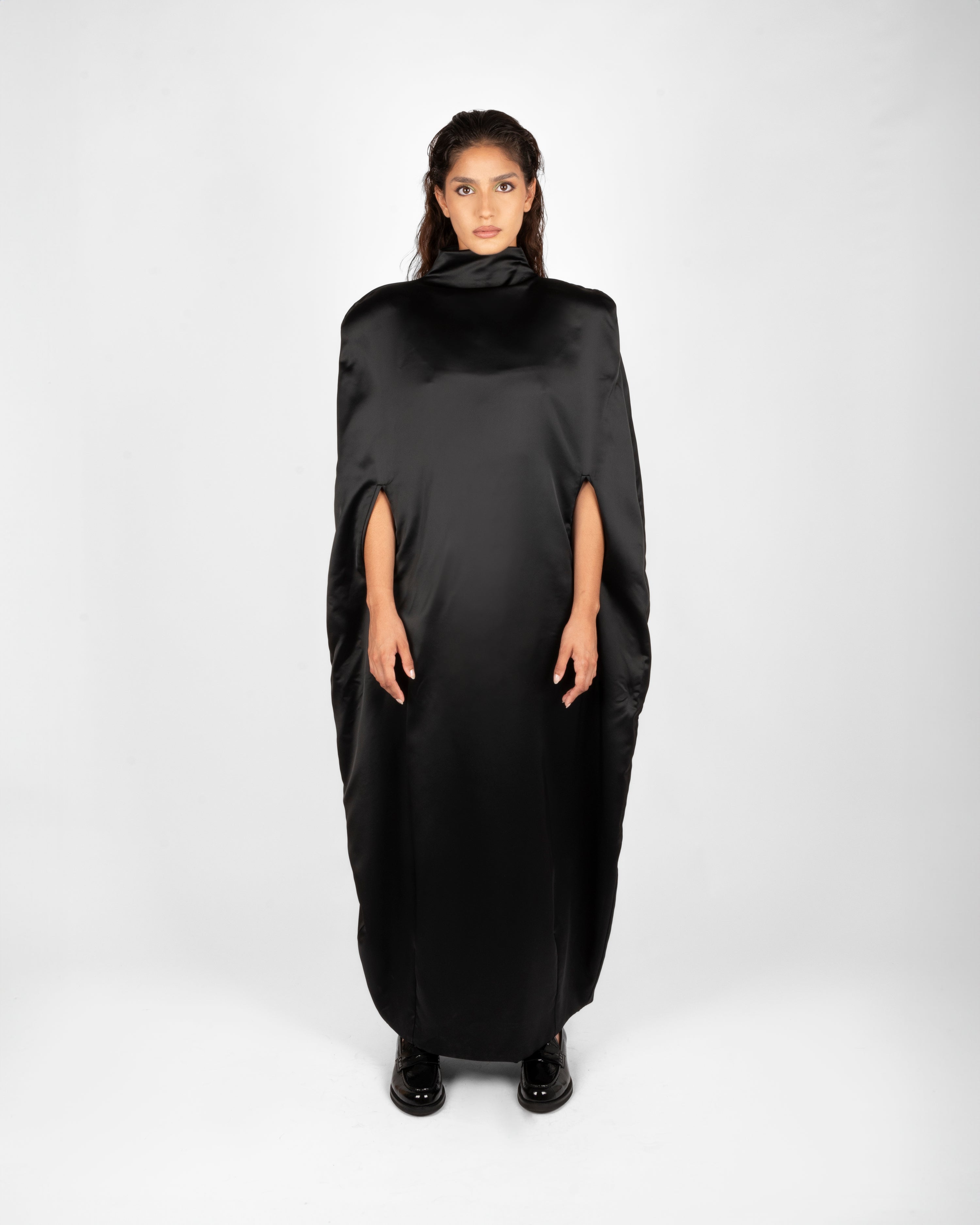 21.ATD Black Satin Dress with Open Back