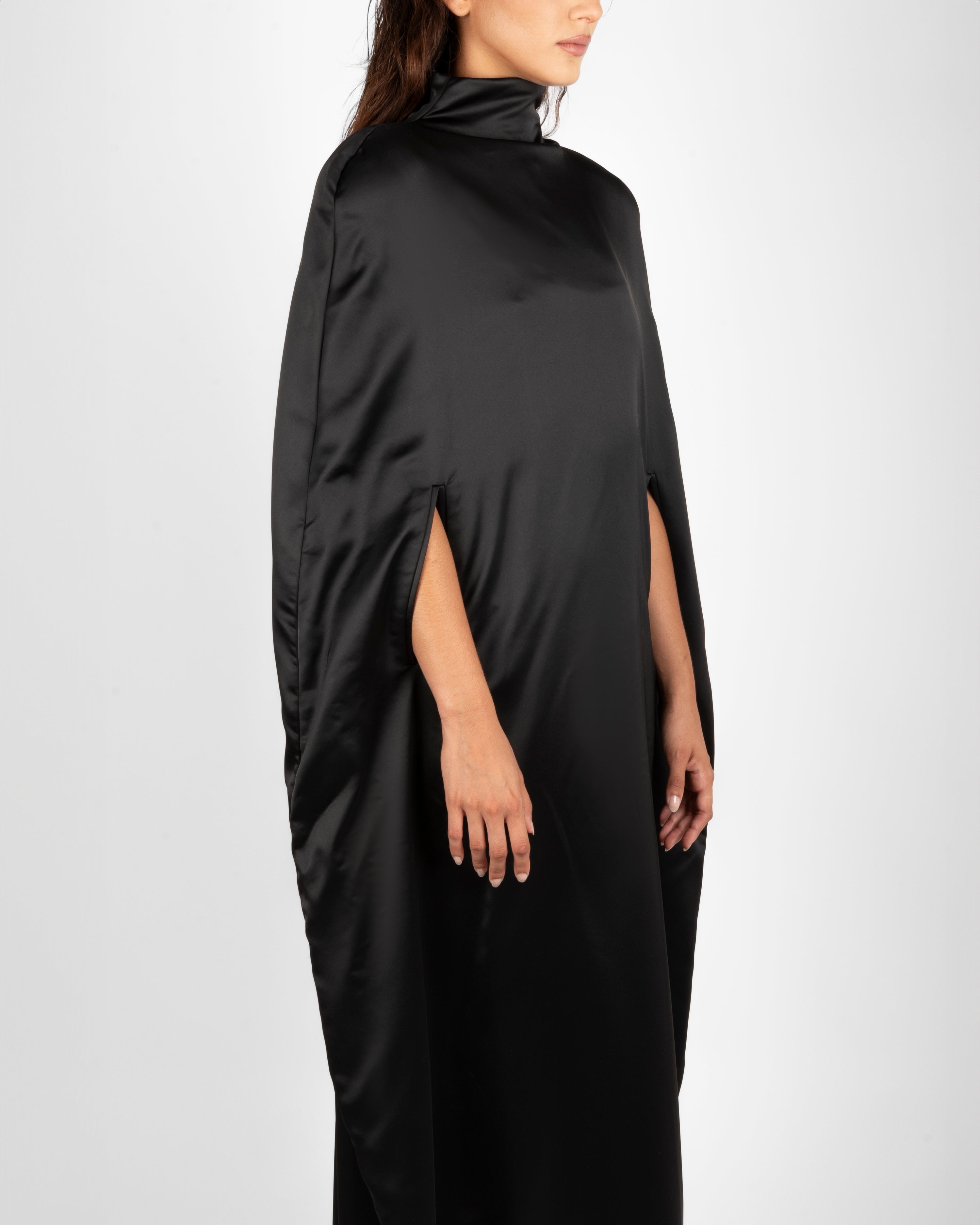 21.ATD Black Satin Dress with Open Back