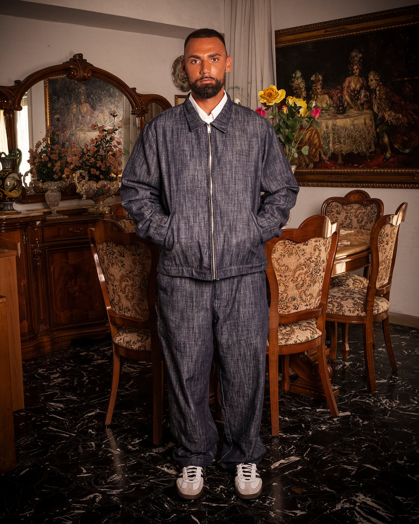 Jacket in Denim con zip