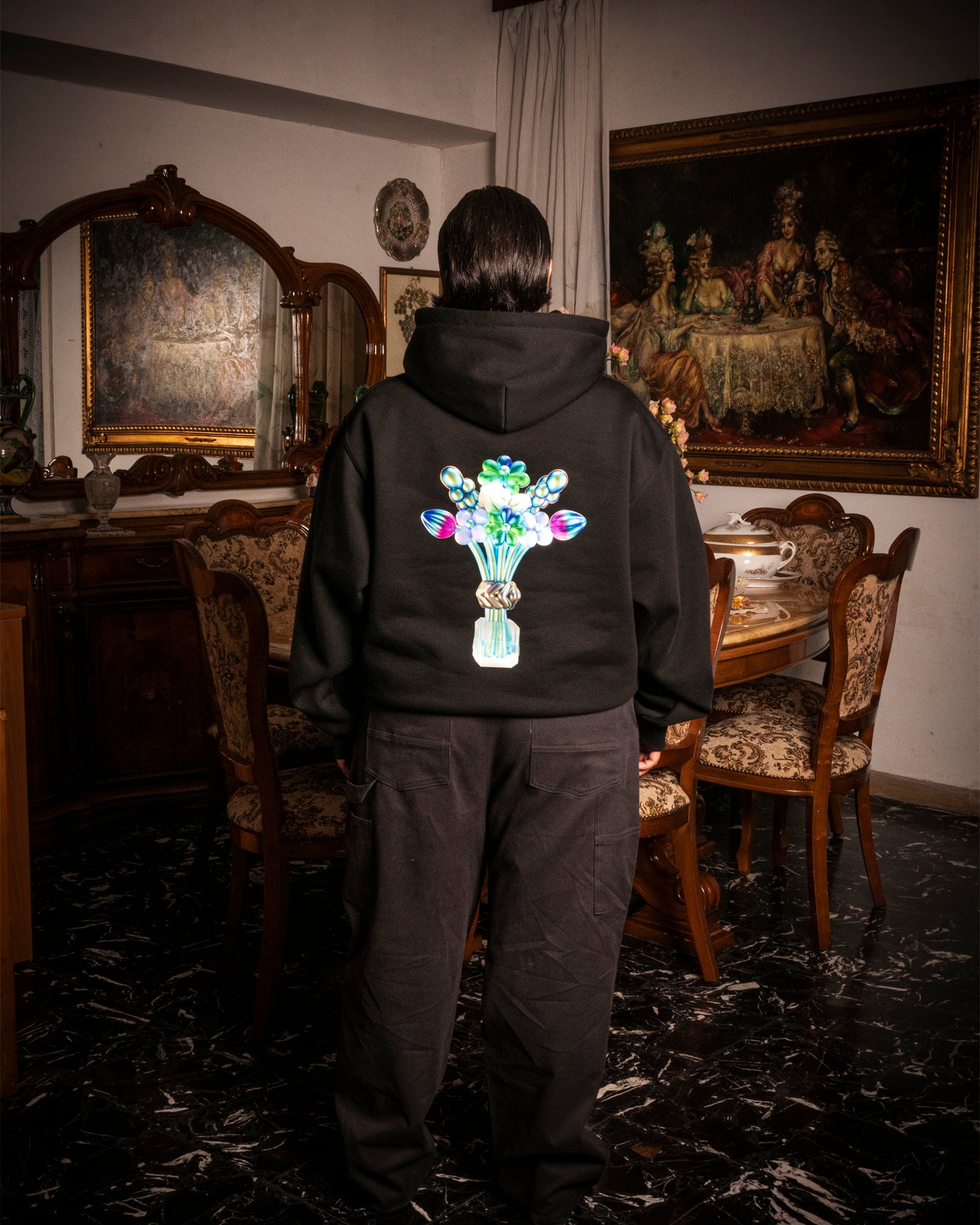 Black "Metal Bouquet" Hoodie